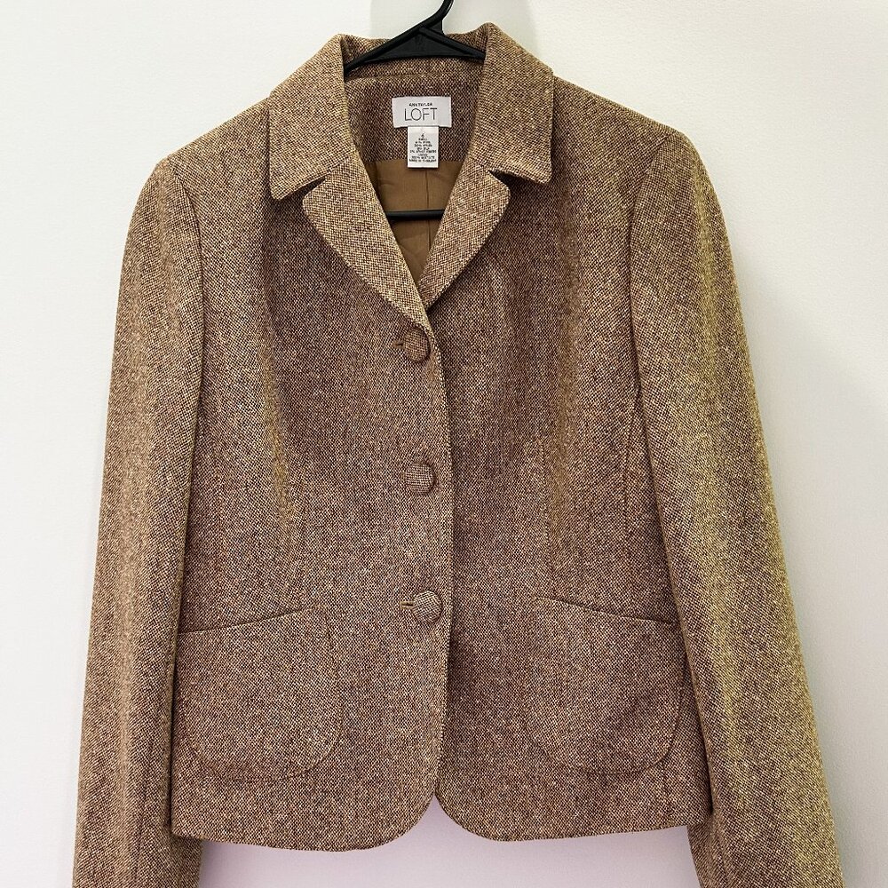 Ann Taylor Loft Brown Tweed Blazer Jacket, Ann Taylor Jacket Size 6,